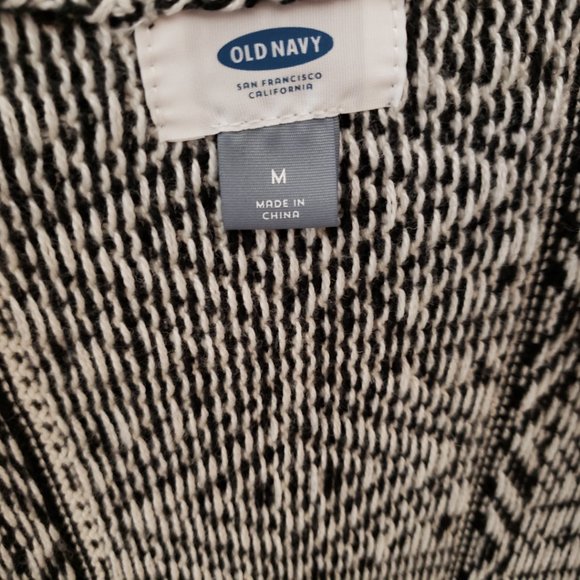 Old Navy M Women's Black White Tribal Aztec Geo Open Cardigan Sweater - Picture 5 of 6